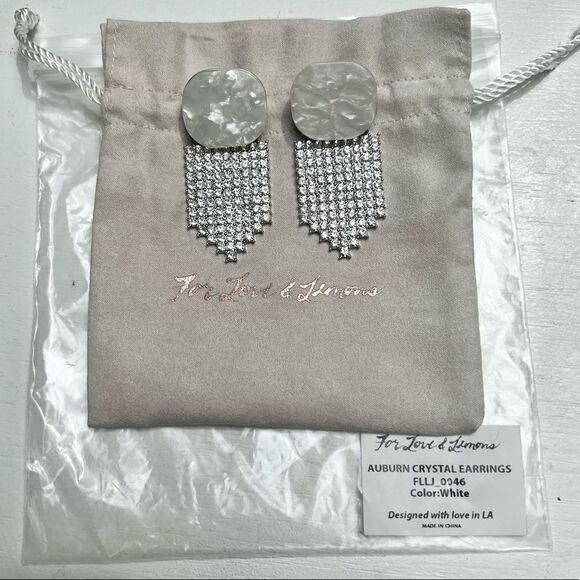 For Love and Lemons Earrings Auburn Crystal in White NEW - Picture 5 of 7